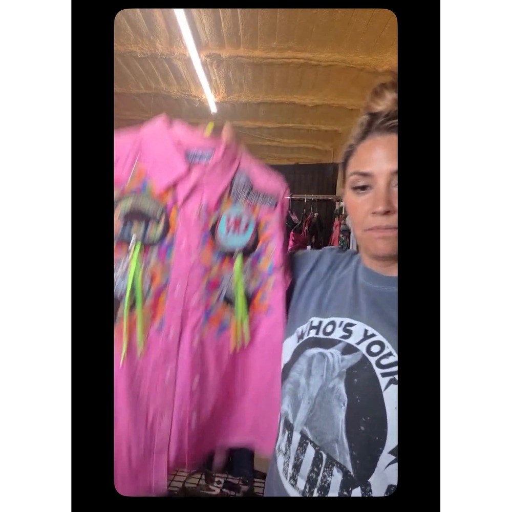 Fallon Taylor's Wrangler Pink Custom NFR Barrel Racing Western Shirt Medium - Picture 9 of 10
